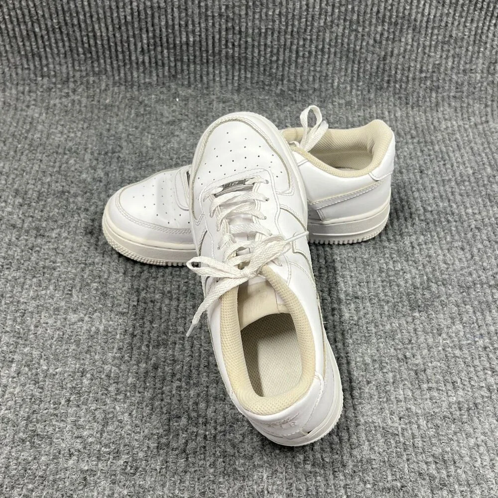 Nike Air‎ Force 1 Kids 6Y White on White Leather Sneakers Low-Top Lace-Up Shoes